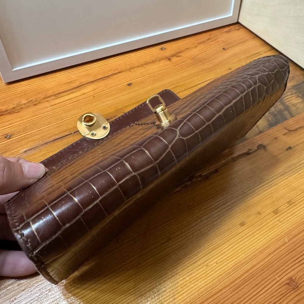 Vintage Francesco biasa Brown and gold Croc-Embossed Leather - Picture 9 of 15
